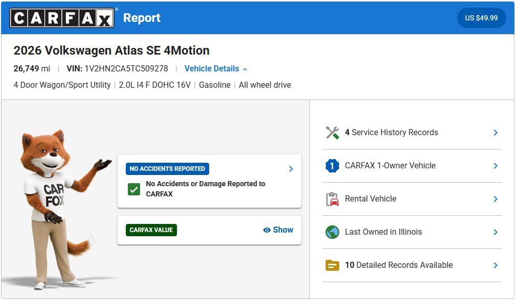 Used 2026 Volkswagen Atlas SE AWD/4WD image 3