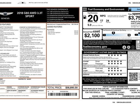 Used 2018 Genesis G80 3.3T Sport AWD/4WD image 4