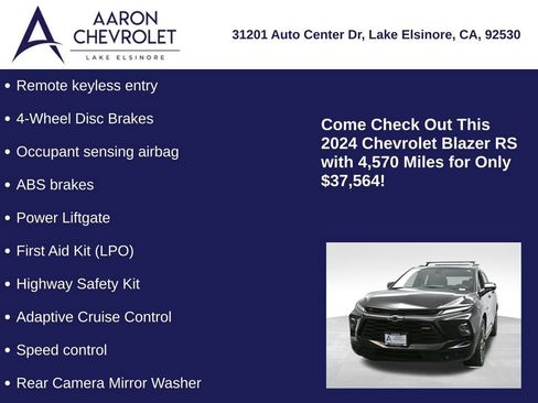 Used 2024 Chevrolet Blazer RS w/ Driver Confidence II Package image 20