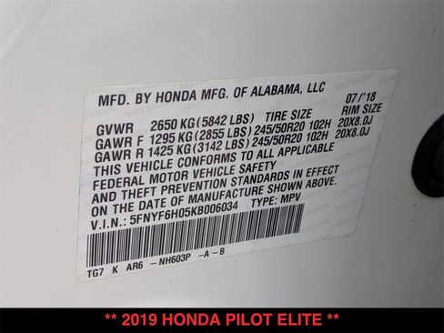 Used 2019 Honda Pilot Elite image 29