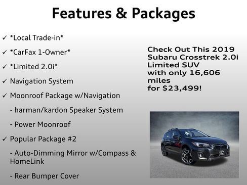 Used 2019 Subaru Crosstrek 2.0i Limited w/ Moonroof Package w/Navigation image 4