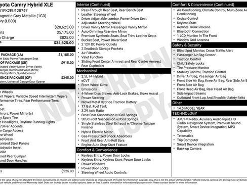 Used 2014 Toyota Camry XLE w/ Leather Package FWD image 34