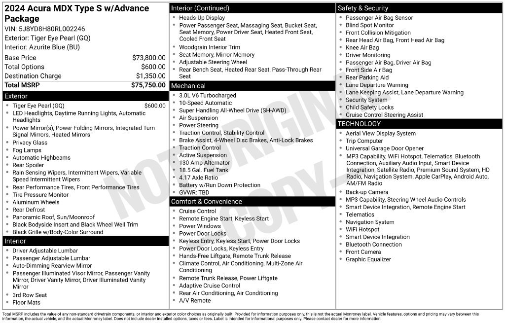 Used 2024 Acura MDX Type S w/ Advance Package AWD/4WD image 1