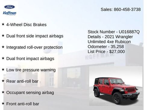 Used 2021 Jeep Wrangler Unlimited Rubicon 4xe w/ Cold Weather Group AWD/4WD image 20