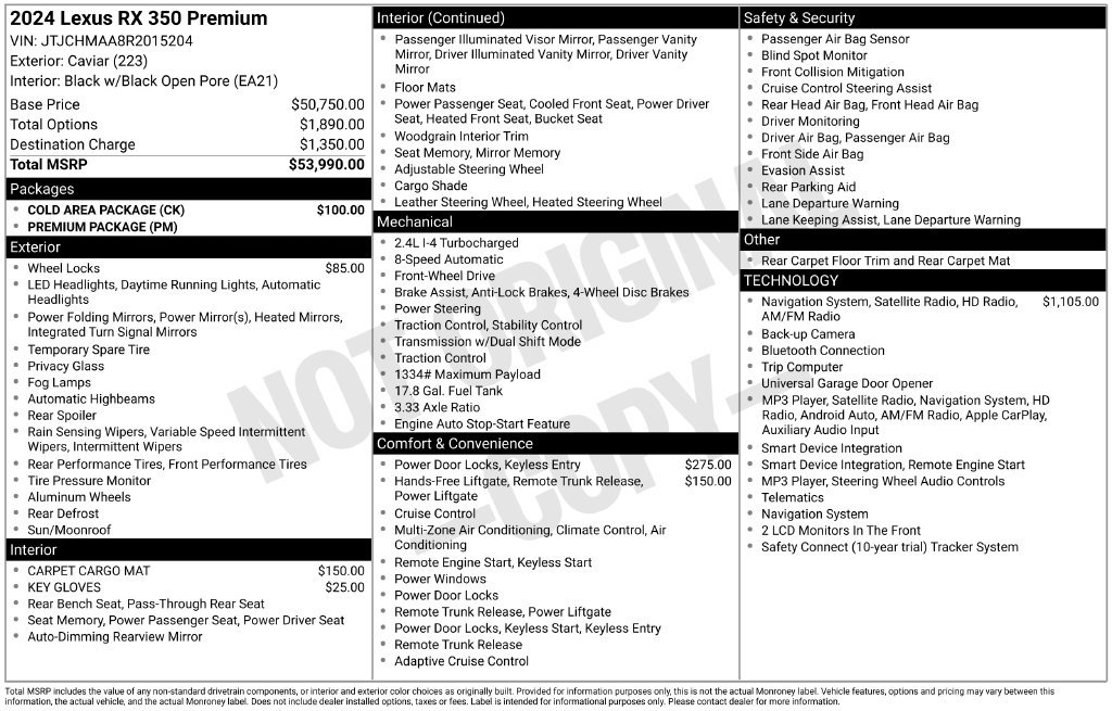 Used 2024 Lexus RX 350 Premium w/ Cold Area Package FWD image 40