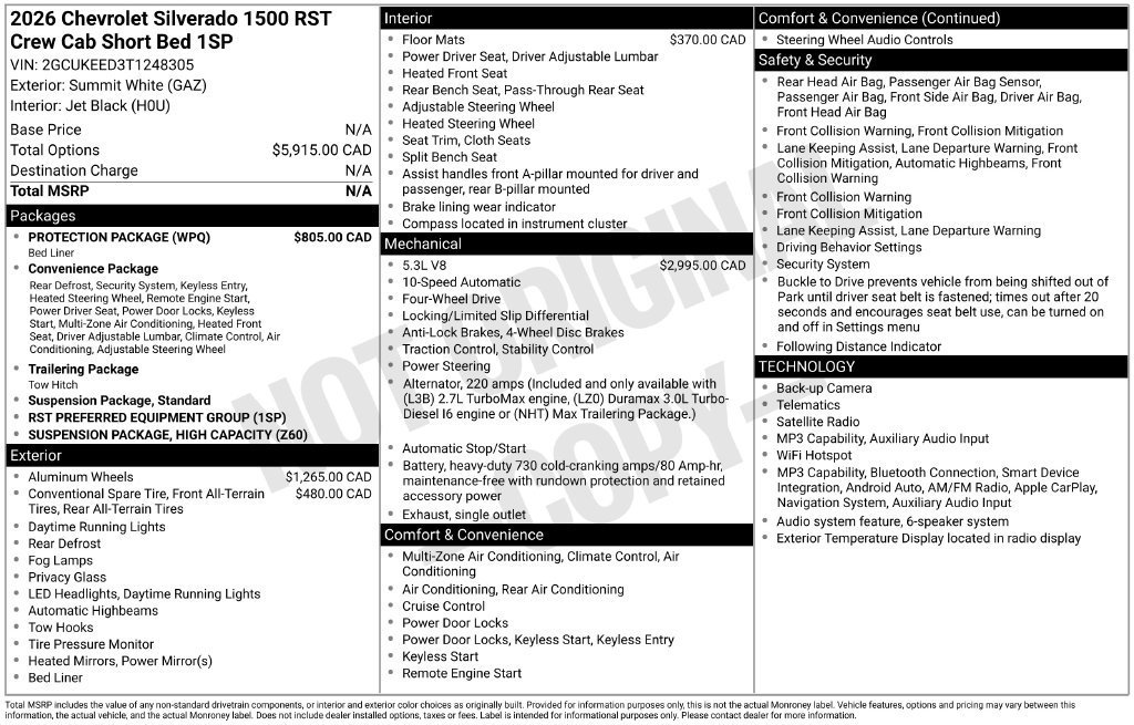 New 2026 Chevrolet Silverado 1500 RST w/ Protection Package AWD/4WD image 4