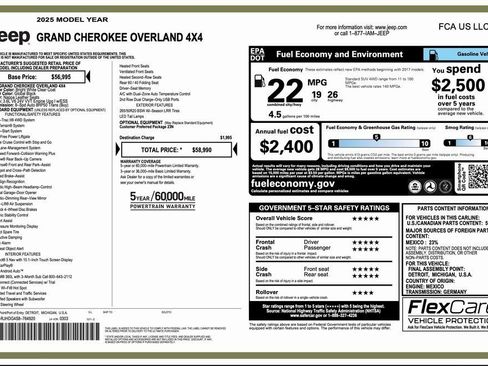 New 2025 Jeep Grand Cherokee Overland image 2