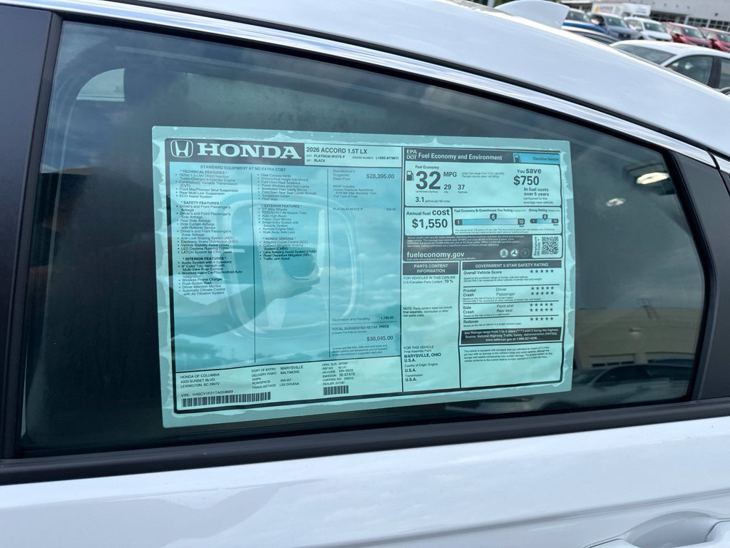 New 2026 Honda Accord LX image 11