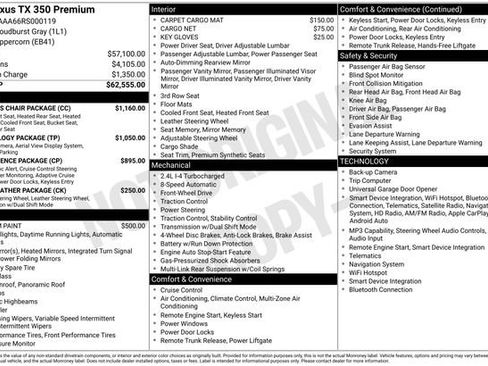 Used 2024 Lexus TX 350 FWD w/ Captains Chair Package image 21