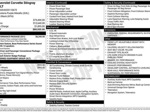 New 2025 Chevrolet Corvette Stingray Preferred Cpe w/ Z51 Performance Package image 26