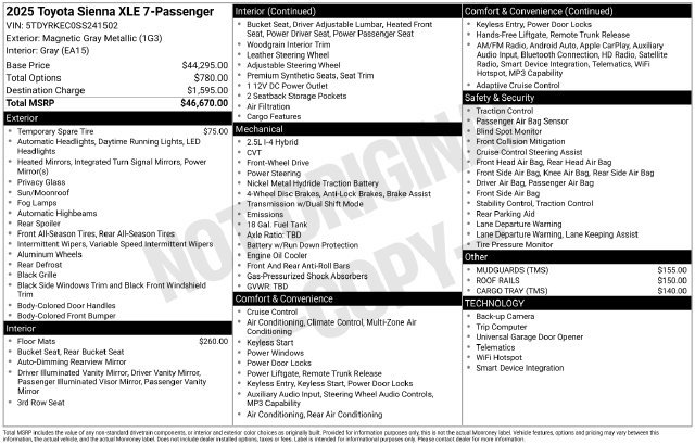 Used 2025 Toyota Sienna XLE FWD image 39