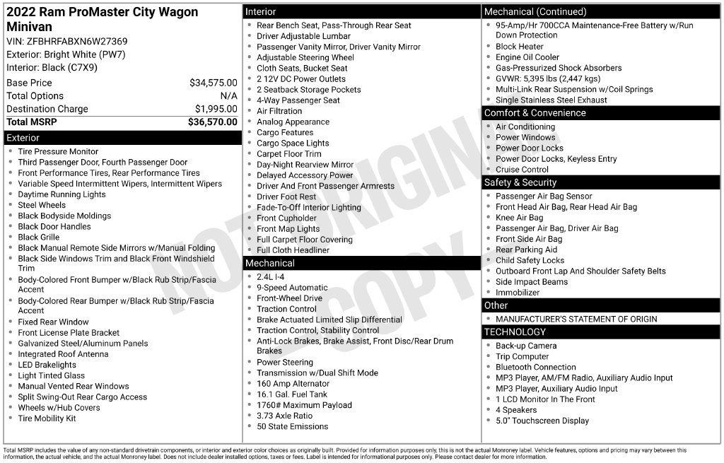 Used 2022 RAM ProMaster City Wagon FWD image 17