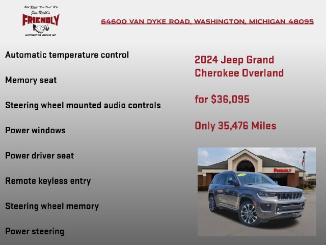 Certified 2024 Jeep Grand Cherokee Overland w/ Luxury Tech Group IV AWD/4WD image 20