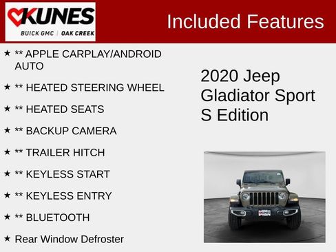 Used 2020 Jeep Gladiator Sport w/ Quick Order Package 24S AWD/4WD image 2