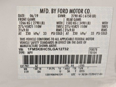 Used 2020 Ford Explorer Platinum w/ Premium Technology Package image 42