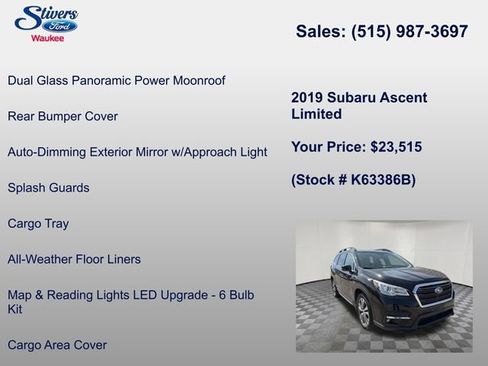 Used 2019 Subaru Ascent Limited w/ Popular Package #2A image 20