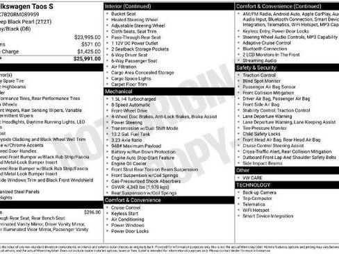Used 2024 Volkswagen Taos S FWD image 2
