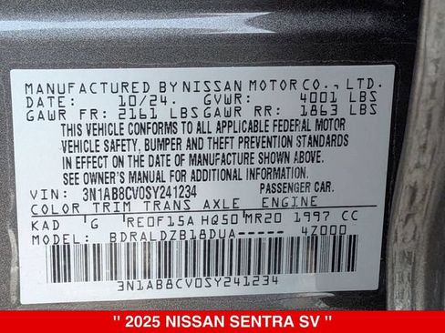 Certified 2025 Nissan Sentra SV FWD image 40