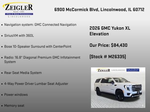 New 2026 GMC Yukon XL Elevation w/ Elevation Premium Package AWD/4WD image 24