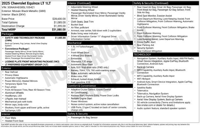 Certified 2025 Chevrolet Equinox LT w/ Safety and Technology Package FWD image 28