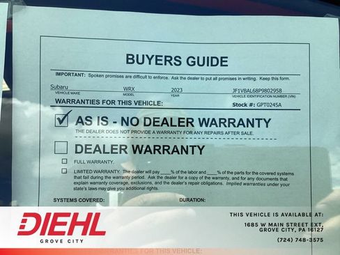 Used 2023 Subaru WRX Limited AWD/4WD image 14