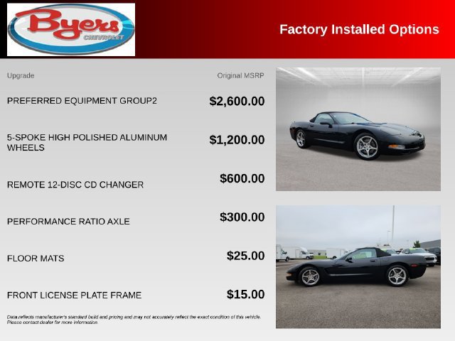 Used 2001 Chevrolet Corvette Convertible w/ Preferred Equipment Group2 RWD image 10