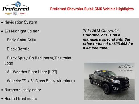 Used 2018 Chevrolet Colorado Z71 w/ Z71 Midnight Edition AWD/4WD image 2