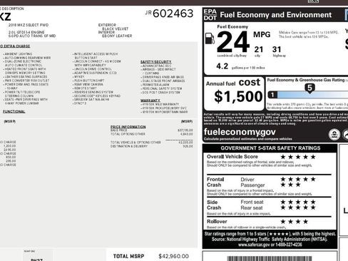 Used 2018 Lincoln MKZ Select w/ Technology Package FWD image 9