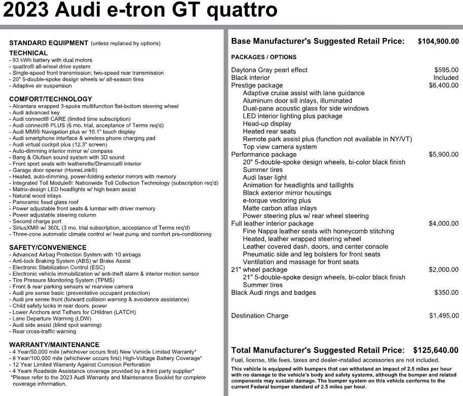 Used 2023 Audi e-tron GT Prestige w/ Prestige Package AWD/4WD image 3