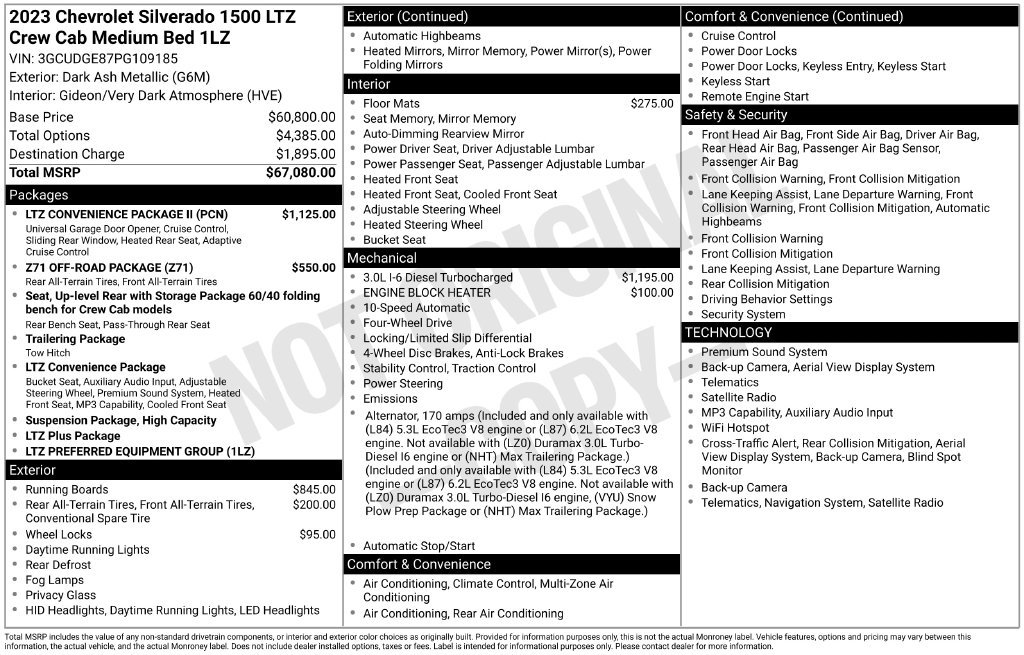 Used 2023 Chevrolet Silverado 1500 LTZ w/ LTZ Convenience Package II AWD/4WD image 2