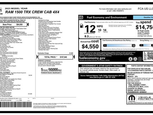 Used 2023 RAM 1500 TRX w/ TRX Level 2 Equipment Group AWD/4WD image 87