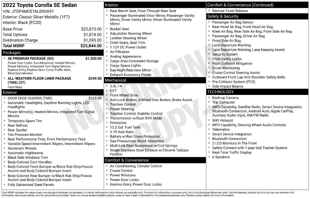 Used 2022 Toyota Corolla SE w/ SE Premium Package FWD image 3