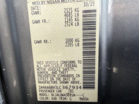 Used 2020 Nissan Maxima 3.5 S w/ Floor Mat Group image 24