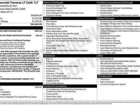 Certified 2023 Chevrolet Traverse LT w/ LPO, Floor Liner Package AWD/4WD image 5