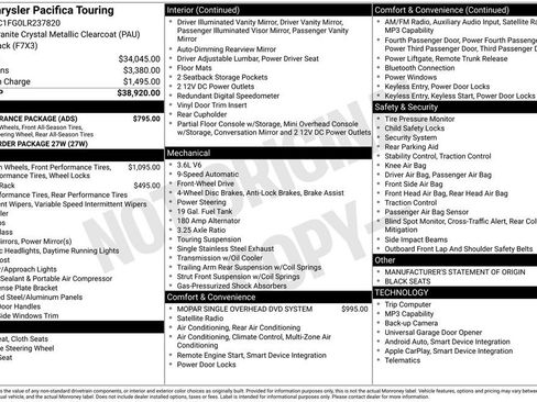 Used 2020 Chrysler Pacifica Touring w/ S Appearance Package FWD image 15