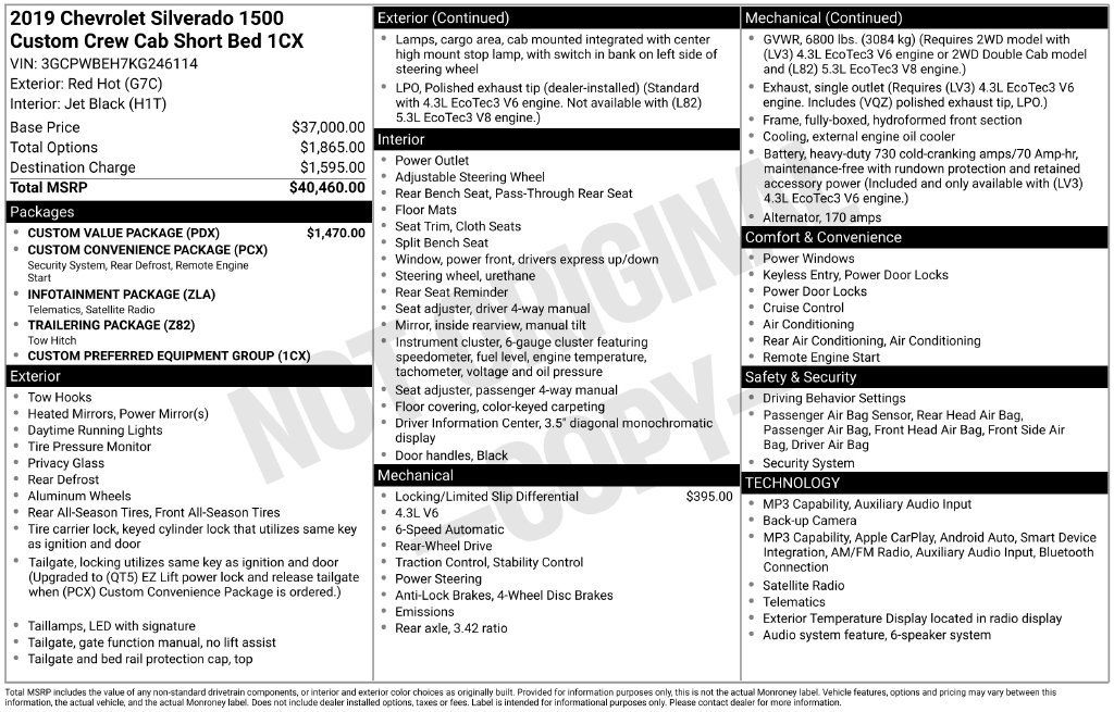 Used 2019 Chevrolet Silverado 1500 Custom w/ Custom Value Package RWD image 41
