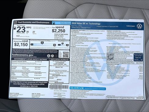 New 2026 Volkswagen Atlas SE FWD image 22