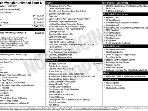 Used 2020 Jeep Wrangler Unlimited Sport AWD/4WD image 15