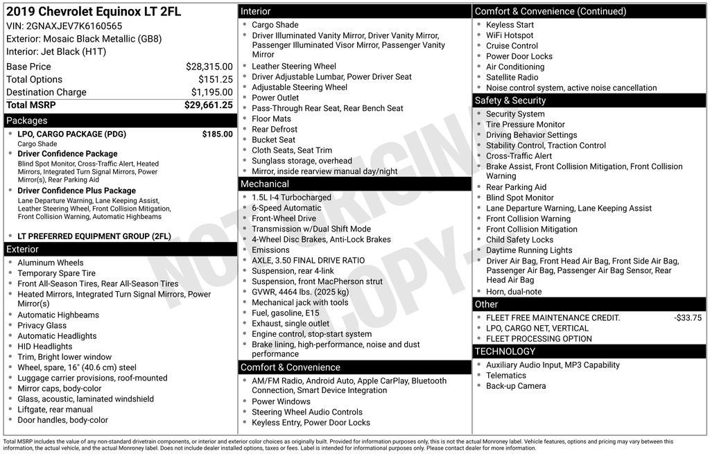 Used 2019 Chevrolet Equinox LT w/ LPO, Cargo Package FWD image 40