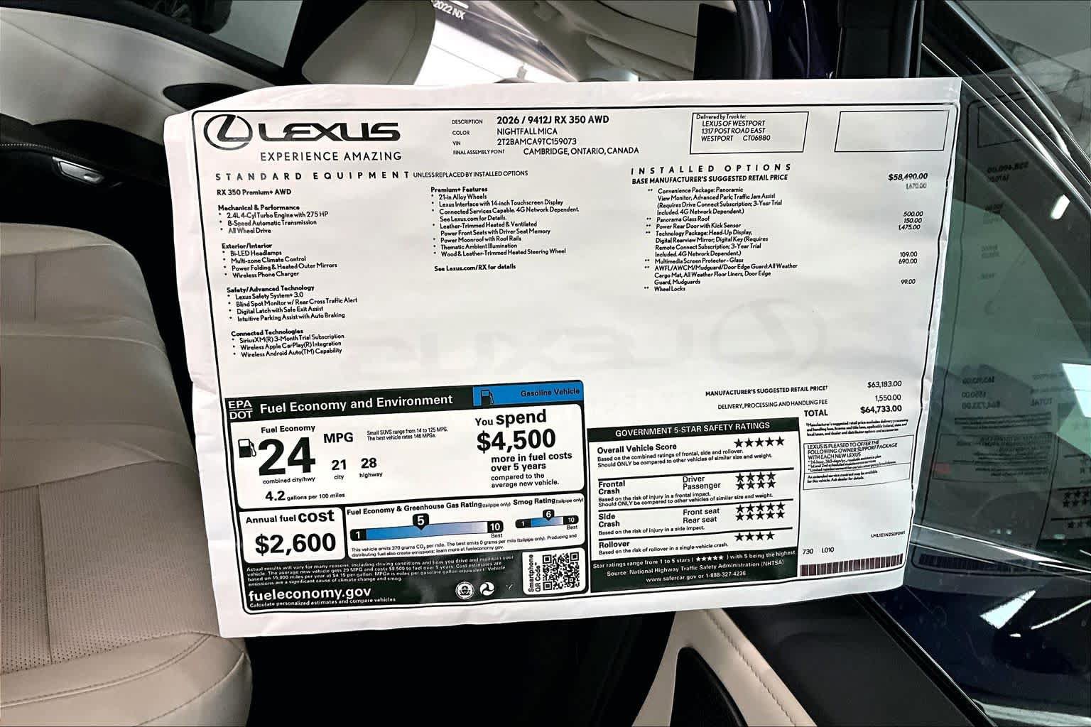New 2026 Lexus RX 350 Premium Plus w/ Convenience Package AWD/4WD image 14