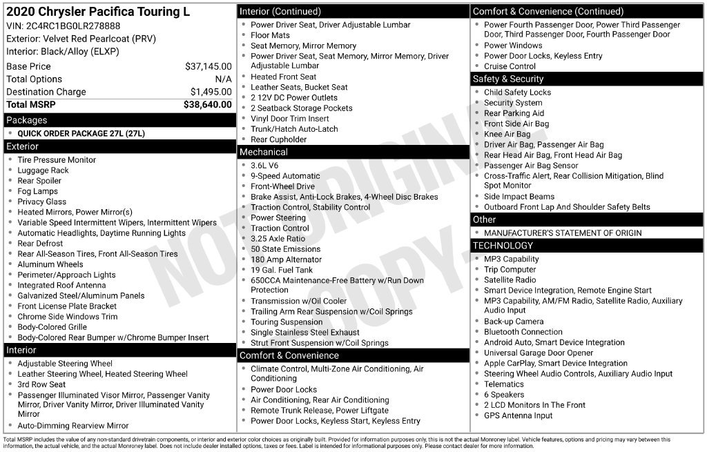 Used 2020 Chrysler Pacifica Touring-L FWD image 14