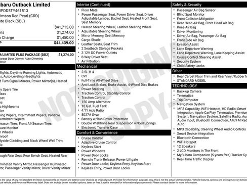 New 2026 Subaru Outback Limited w/ Premium/Limited Plus Package AWD/4WD image 13