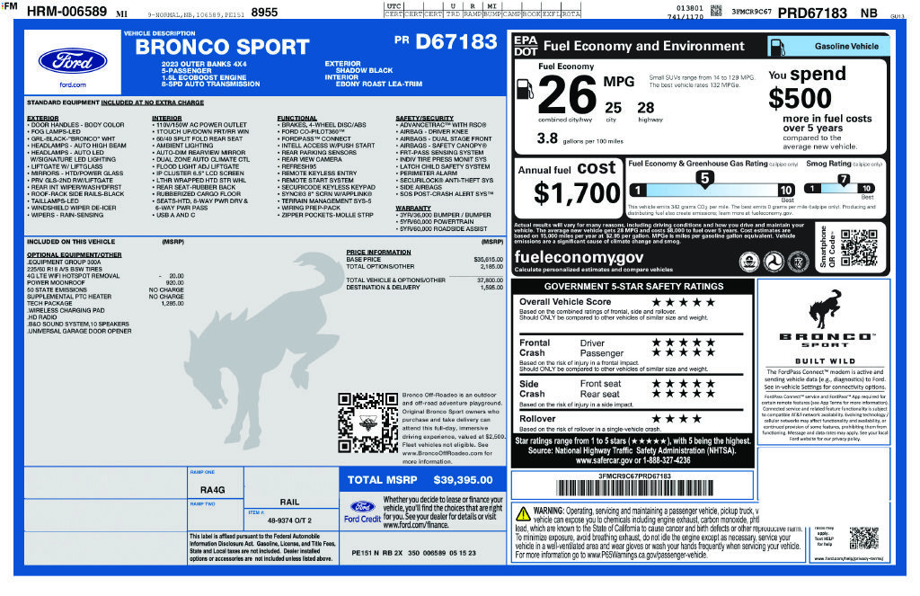 Used 2023 Ford Bronco Sport Outer Banks w/ Tech Package AWD/4WD image 12
