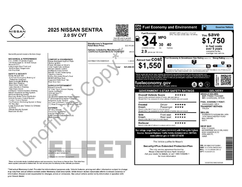 Used 2025 Nissan Sentra SV FWD image 51