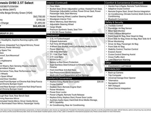 New 2026 Genesis GV80 2.5T Select AWD/4WD image 2
