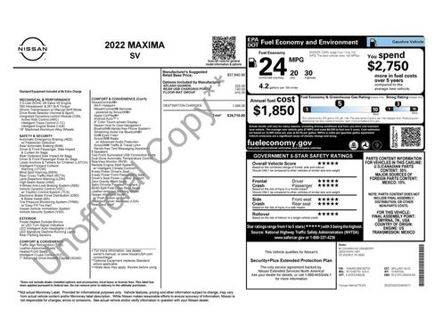 Used 2022 Nissan Maxima SV w/ Floor Mat Group FWD image 50