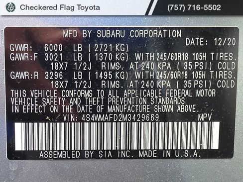 Used 2021 Subaru Ascent Premium w/ Convenience Package AWD/4WD image 22
