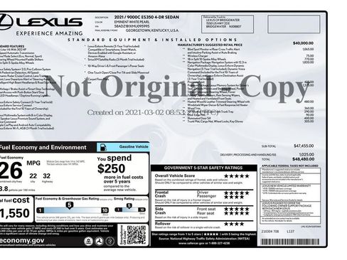 Used 2021 Lexus ES 350 350 w/ Premium Package image 1