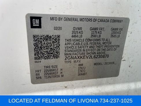 Certified 2020 Chevrolet Equinox LT image 10