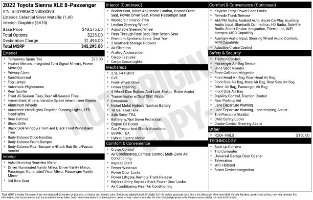 Used 2022 Toyota Sienna XLE FWD image 32